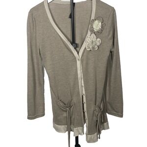 Dance in Paris Sweater Women's L Tan Cardigan